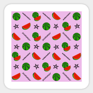 Summer pattern with watermelon on a pink background Sticker
